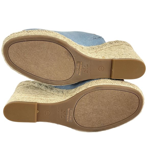 Isaac Mizrahi Shoes Womens Sz 10 Blue Espadrille Erinn 2 Chambray Denim Wedge - Picture 12 of 14